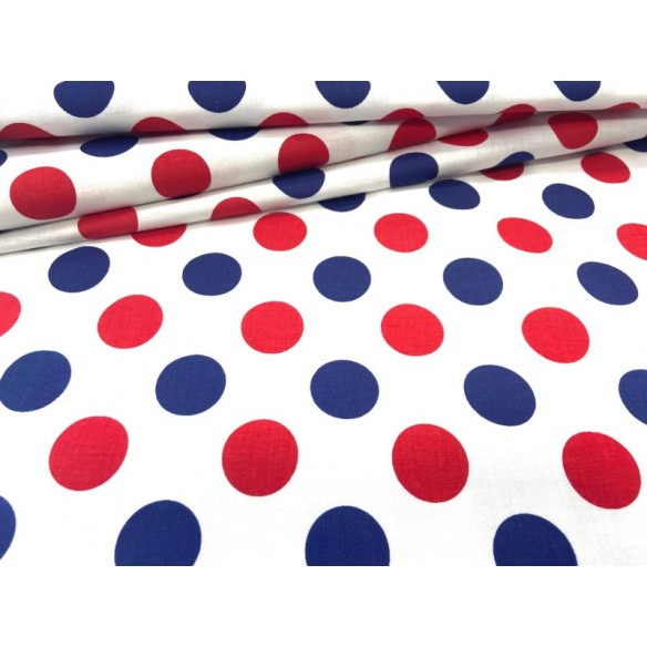 Cotton Fabric - Navy Blue-Red Dots