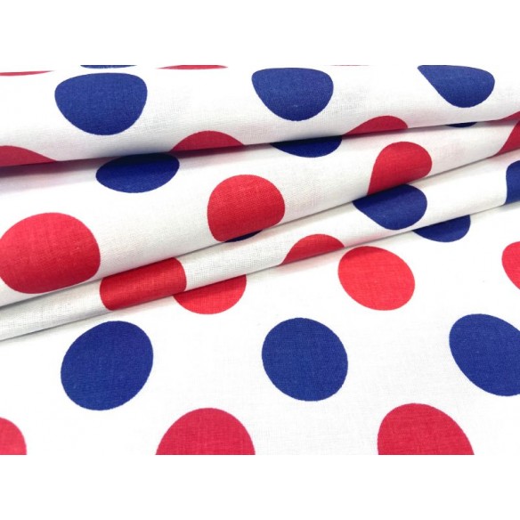 Cotton Fabric - Navy Blue-Red Dots