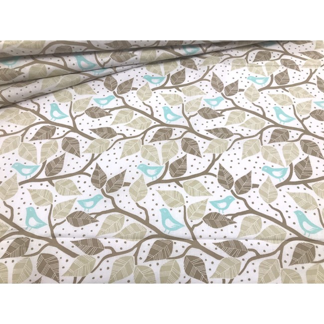 Cotton Fabric - Trees and Leaves Blue