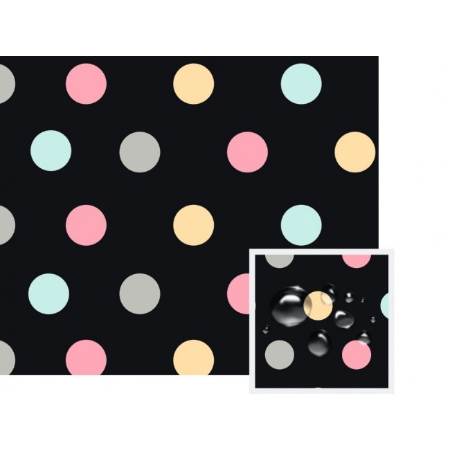 Water Resistant Fabric - Colorful Dots on Mint