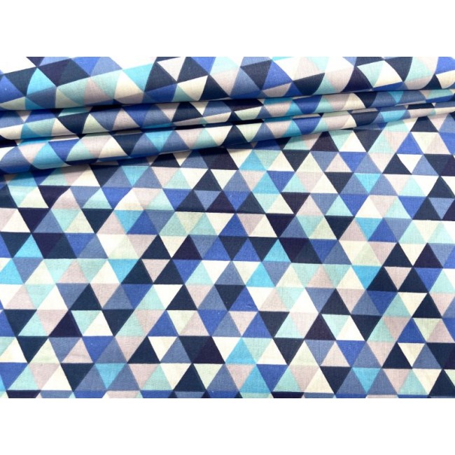 Cotton Fabric - Mini Navy Blue Triangles