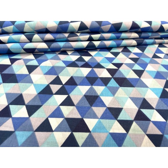 Cotton Fabric - Mini Navy Blue Triangles