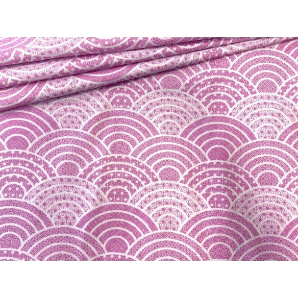 Cotton Fabric - Big Pink Rosettes