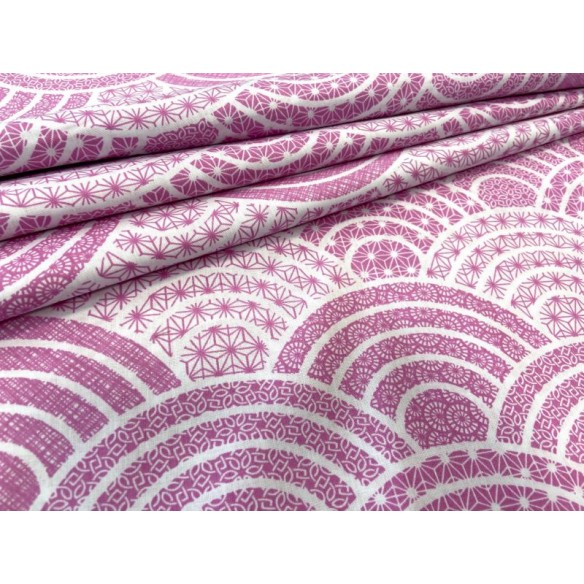 Cotton Fabric - Big Pink Rosettes