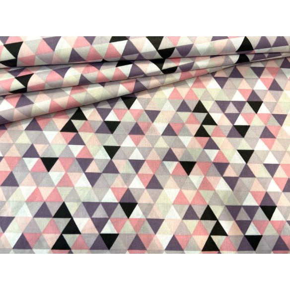 Cotton Fabric - Mini Violet-Pink Triangles