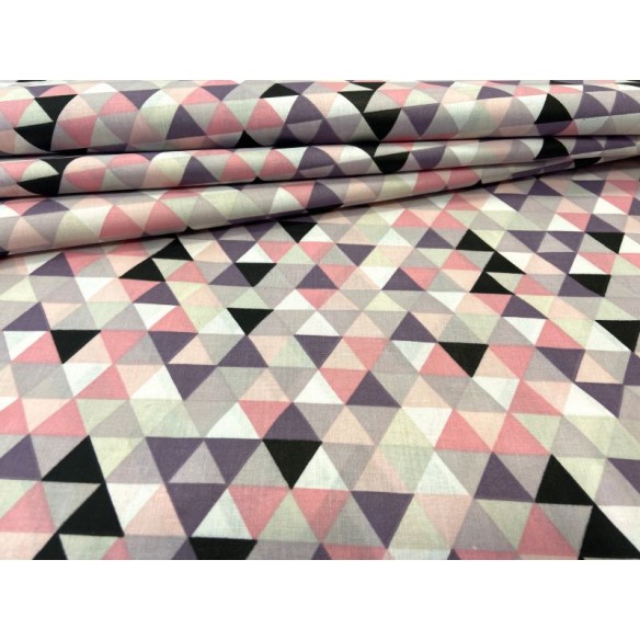 Cotton Fabric - Mini Violet-Pink Triangles