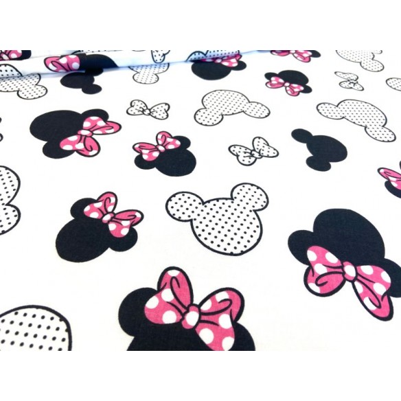 Cotton Fabric - Pink Mickey Mouse with Dots