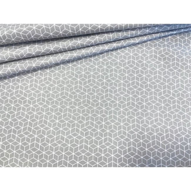 Cotton Fabric - Grey 3D Cubes