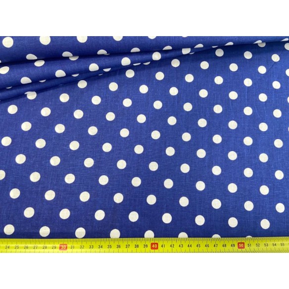 Cotton Fabric - White Dots on Navy Blue