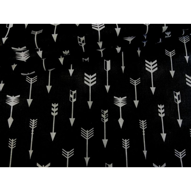 Cotton Fabric - White Arrows on Black