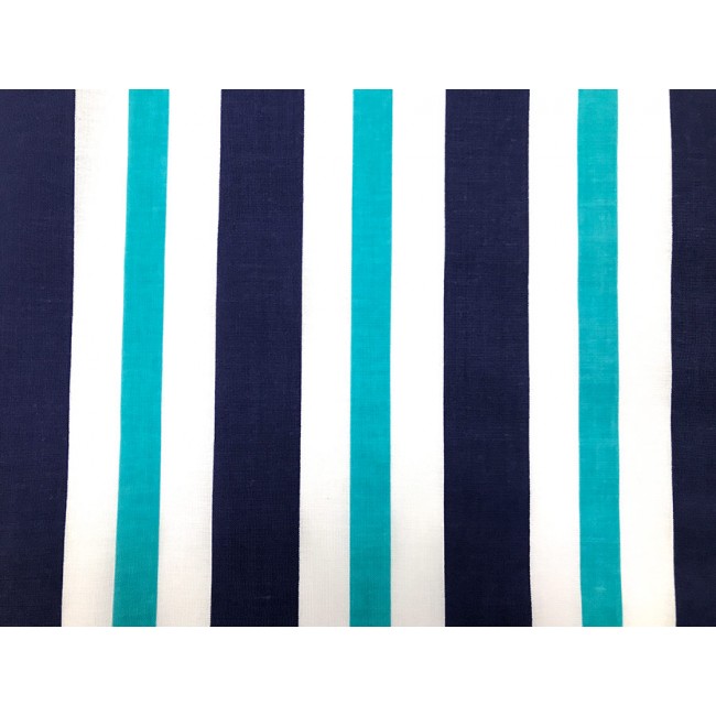 Cotton Fabric - Sailor Stripes Turquoise-Navy Blue