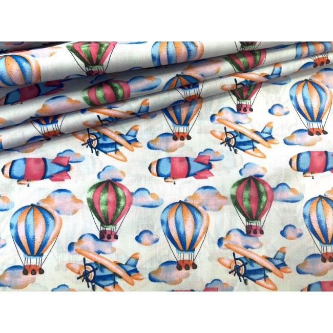 Bavlněná tkanina - Vzducholodě Letadla a balóny