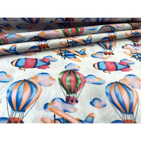 Cotton Fabric - Airships Planes and Balloons