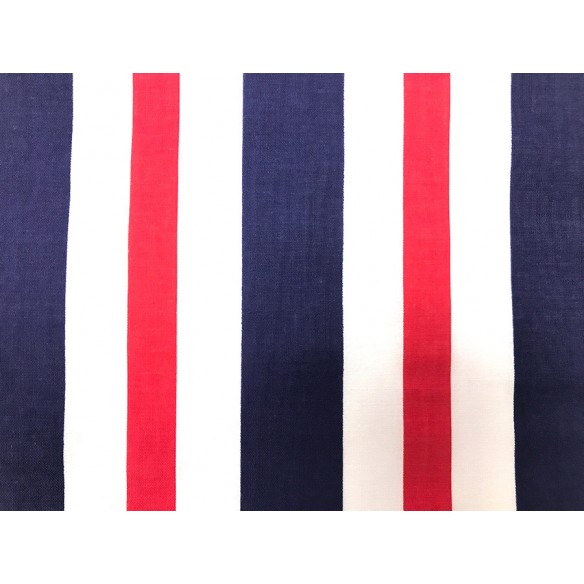Cotton Fabric - Sailor Stripes Red-Navy Blue