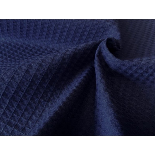 Cotton Waffle Fabric - Navy Blue