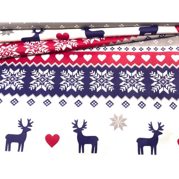 Bavlnená látka - Vianočná škandinávska sobia sivá