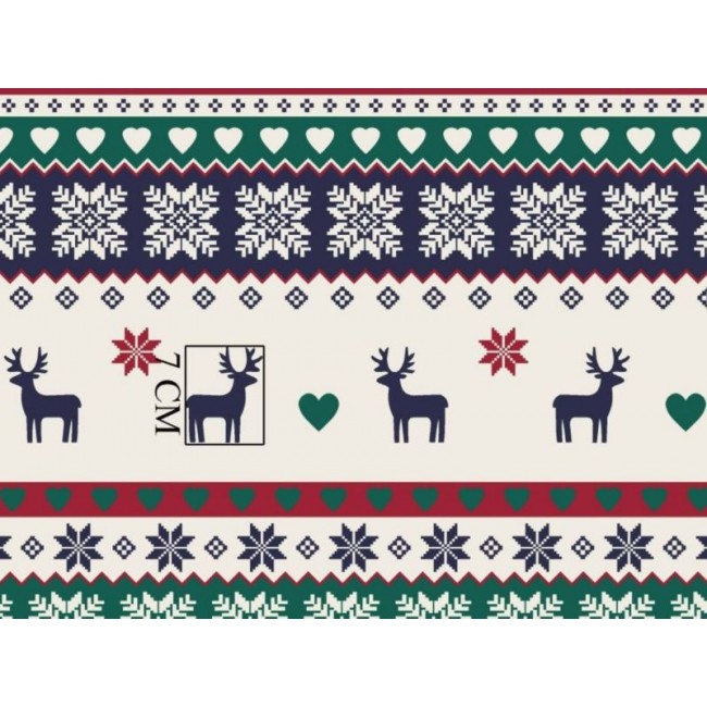 Bavlnená látka - Vianočná škandinávska sobia zelená