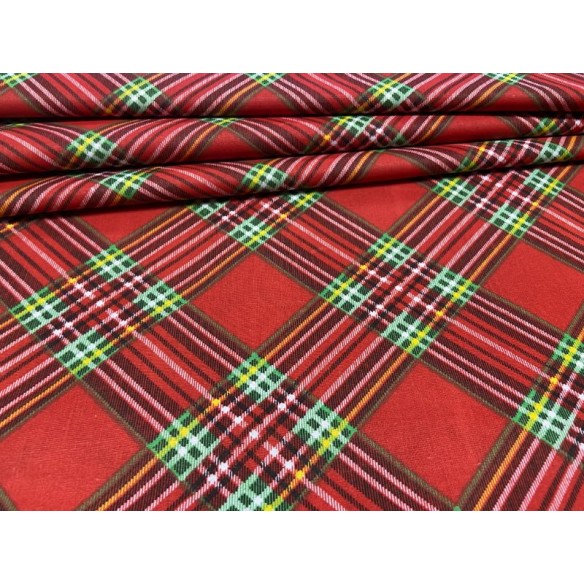 Cotton Fabric - Christmas Checkered Red