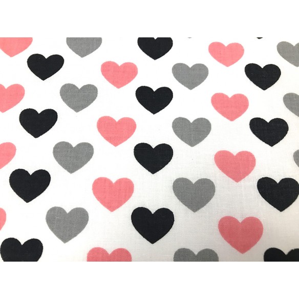 Cotton Fabric - Salmon Hearts