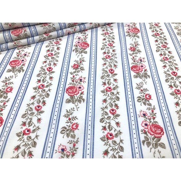 Cotton Fabric - Rose Stripes