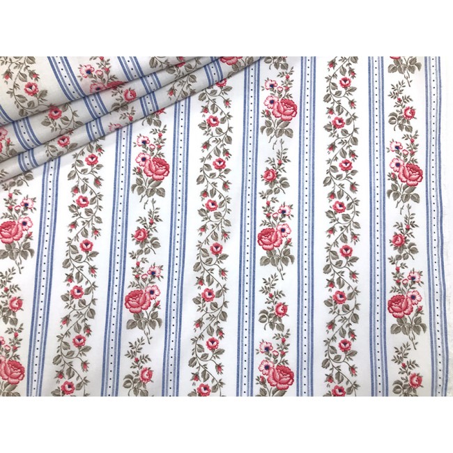 Cotton Fabric - Rose Stripes