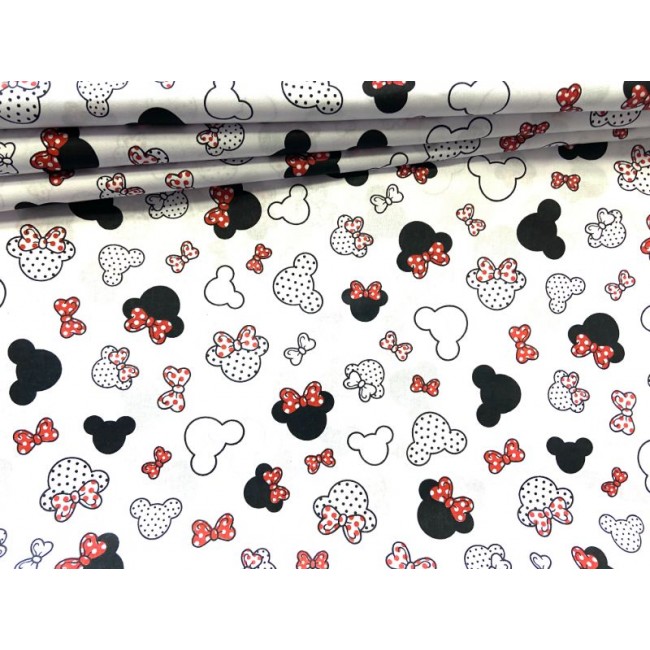 Cotton Fabric - Small Red Mickey Mouse with Dots