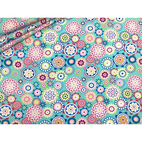 Cotton Fabric - Colorful Rosettes