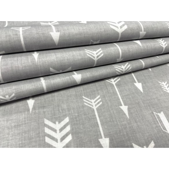 Cotton Fabric - White Arrows on Grey