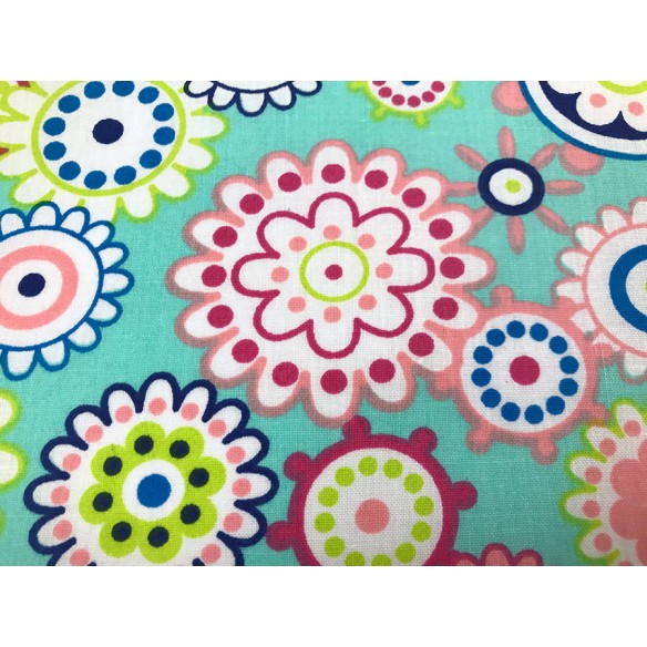 Cotton Fabric - Colorful Rosettes
