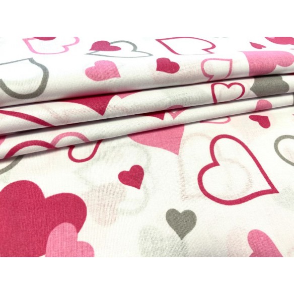 Cotton Fabric - Pink Valentine Hearts