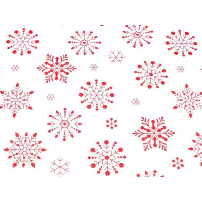 Cotton Fabric - Christmas Big Red Snowflakes on White