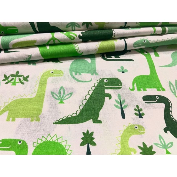 Bavlnená látka - Zelené dinosaury