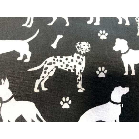 Cotton Fabric - Dalmatian and Friends on Black