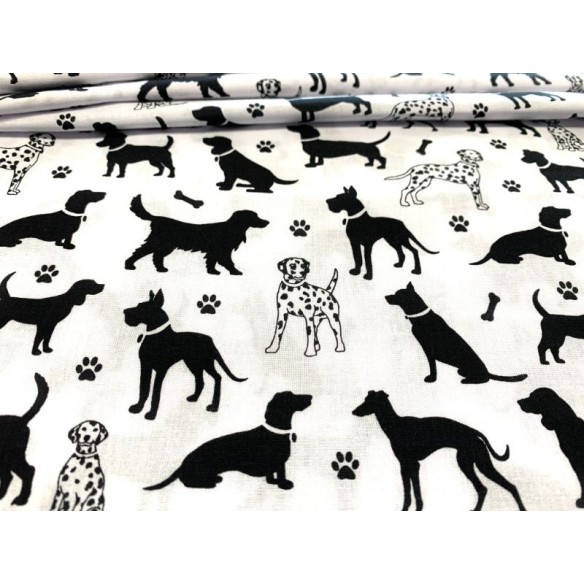 Cotton Fabric - Dalmatian and Friends on White