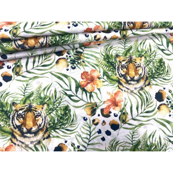 Cotton Fabric - Tigers in the Jungle