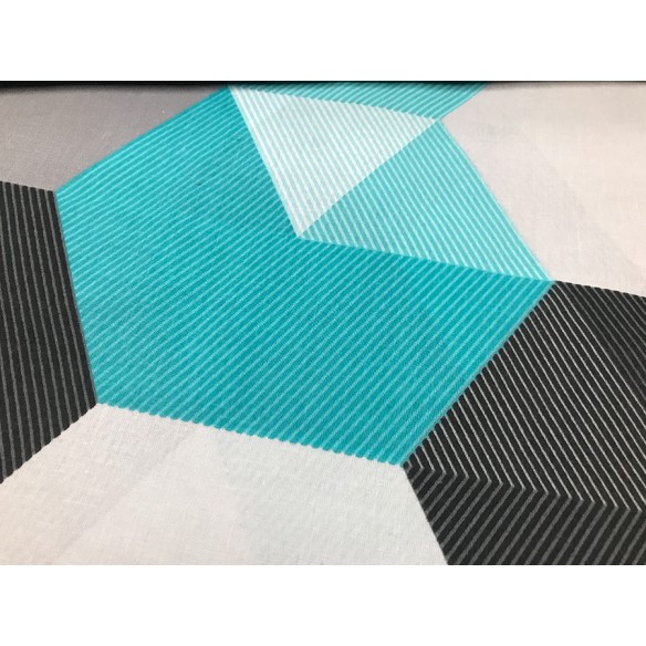 Cotton Fabric - Honeycomb Hexagon Turquoise