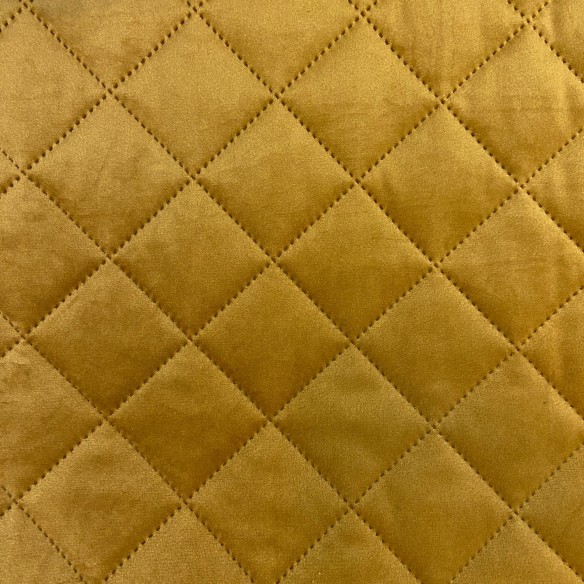 Upholstery Fabric Quilted Velour Diamond 5x5 - Mustard