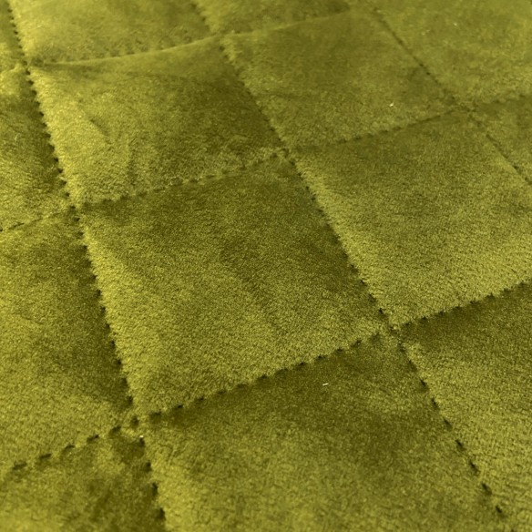 Upholstery Fabric Quilted Velour Diamond 5x5 - Olive
