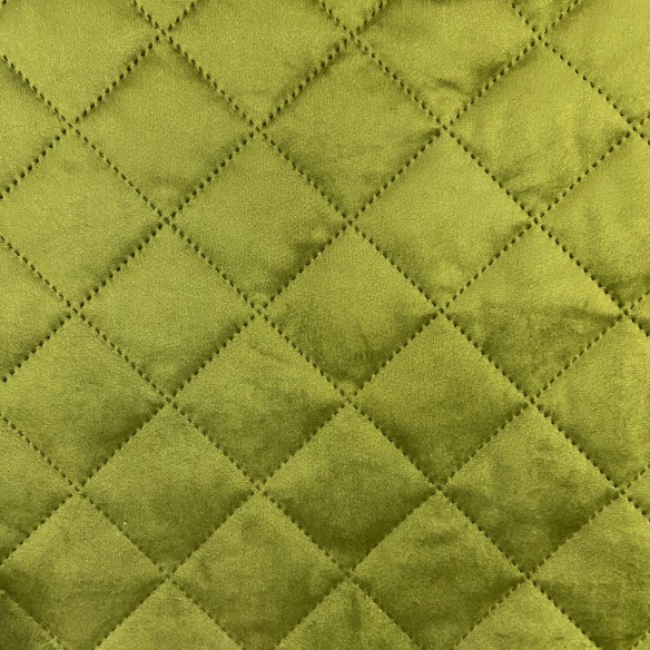 Upholstery Fabric Quilted Velour Diamond 5x5 - Olive