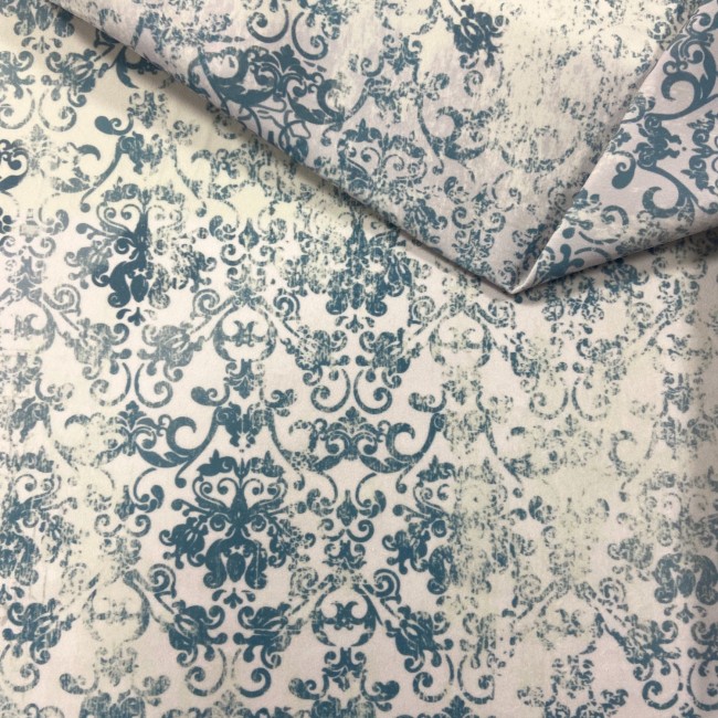 Printed Riviera Velour Fabric - Vintage Carpet Azure
