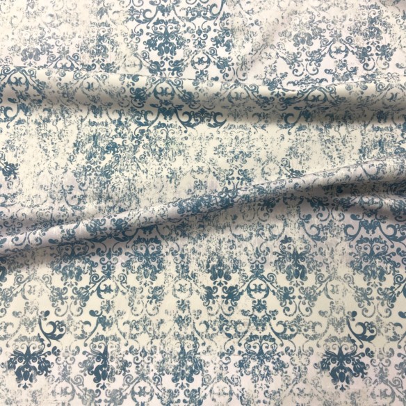 Printed Riviera Velour Fabric - Vintage Carpet Azure