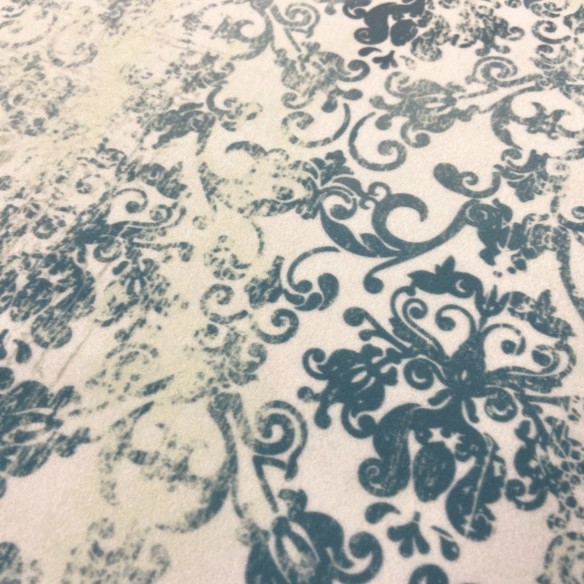 Velúrová tkanina Riviera s potlačou - Vintage Carpet Azure