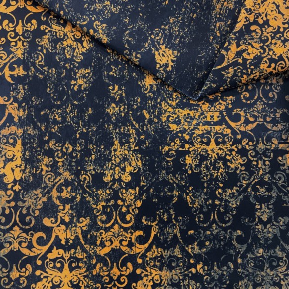 Printed Riviera Velour Fabric - Vintage Carpet Navy Blue