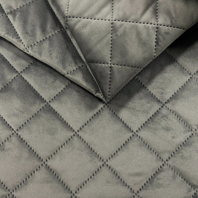 Upholstery Fabric Quilted Velour Diamond 5x5 - Anthracite