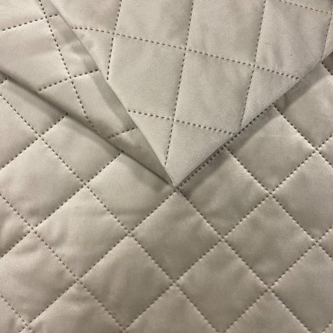 Upholstery Fabric Quilted Velour Diamond 5x5 - Cream