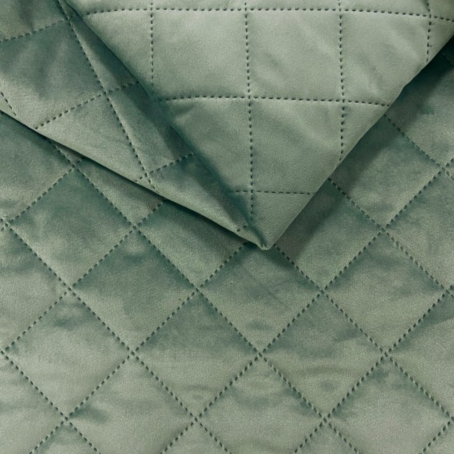 Upholstery Fabric Quilted Velour Diamond 5x5 - Mint