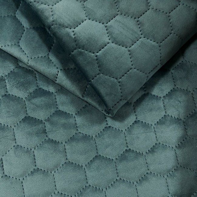 Upholstery Fabric Quilted Velour Hexagon - Azure