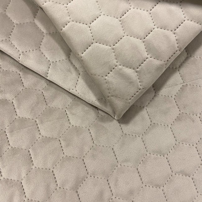 Upholstery Fabric Quilted Velour Hexagon - Cream