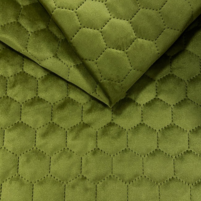 Upholstery Fabric Quilted Velour Hexagon - Olive