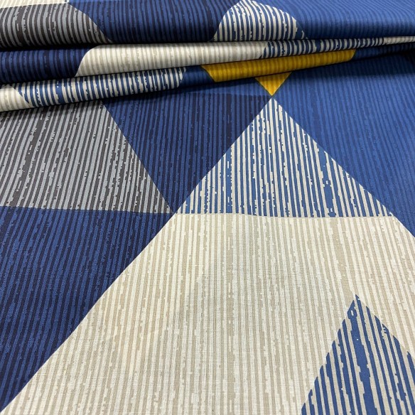Cotton Farbic - Big Blue and White Triangles